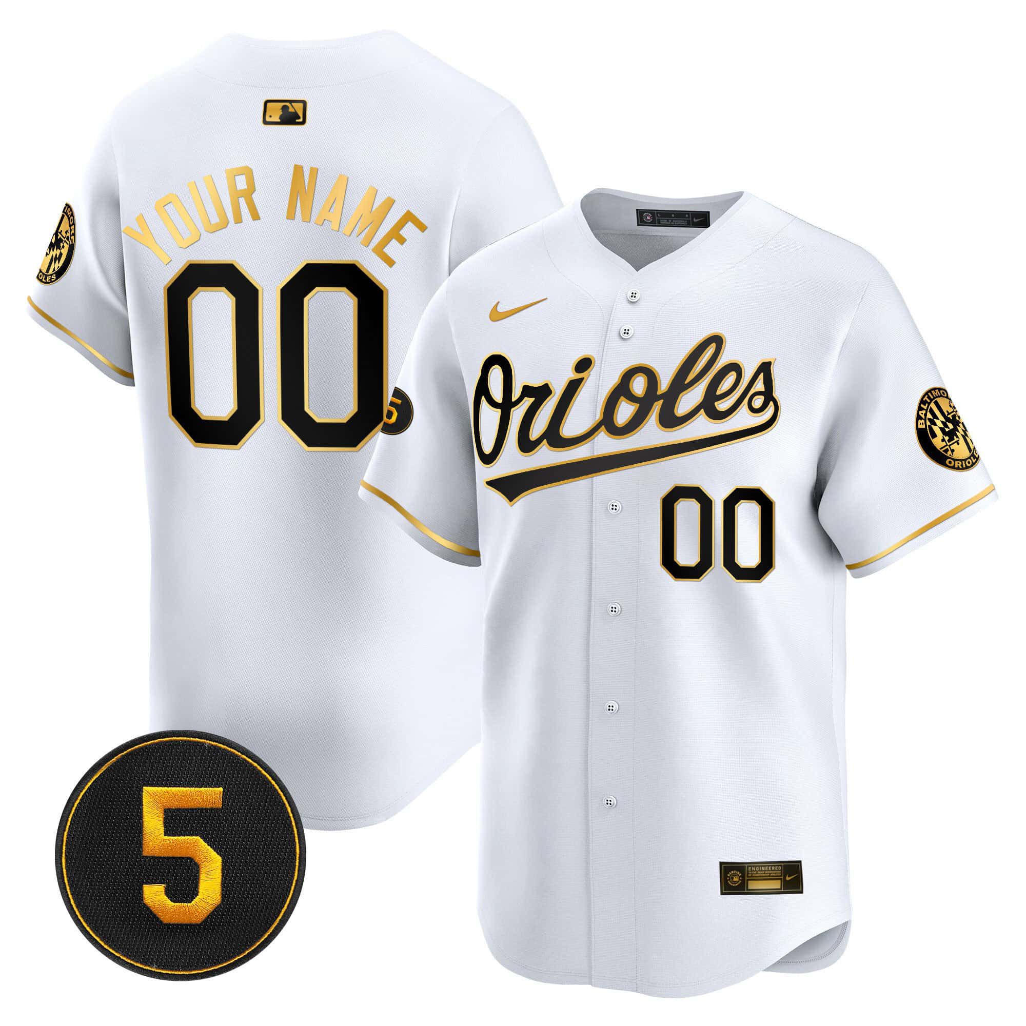Men Baltimore Orioles White 2024 Nike Robinson Patch Vapor Premier Limited Custom MLB Jersey->customized mlb jersey->Custom Jersey
